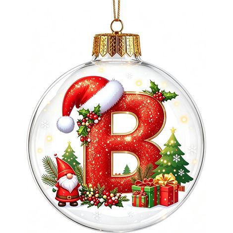 Boule à neige de Noël 3D en acrylique transparent, lettres, décoration à suspendre pour sapin de Noël (non lumineuse) (1/5)