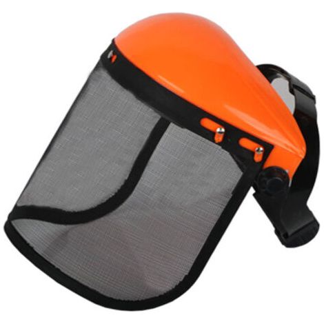 Casque de sécurité, casque de sécurité pour coupeurs, casque de sécurité avec visière en filet pour tondeuses forestières, orange (1/5)