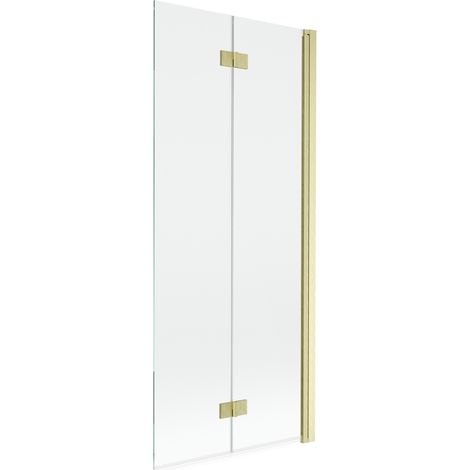 Mexen Mist Duschabtrennung 2-flügelig rechts 80 x 150 cm, transparent, gebürstet gold - 8A9-080-002-55-00-P