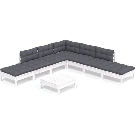 Maison Exclusive - Set Divani da Giardino 8 pz con Cuscini BiancLegno di Pino (1/5)