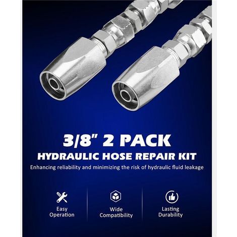 Kit de réparation de flexible hydraulique en 4 pièces, réutilisable, raccord de réparation hydraulique à 2 filetages de 1/4 pouce (1/3)