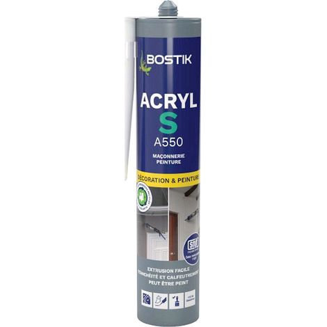 Bostik – Mastic acrylique 310 ml – Pour intérieur/extérieur – Reprises de fissures avant peinture – Calfeutrage efficace