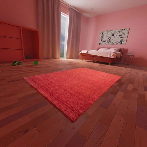 Tapis Gabbeh indien Tapis Uriah - Tapis en laine - 300x200cm, Rectangular - 100% Laine vierge - Tissé main - Fuchsia