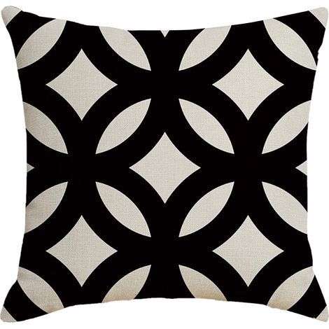 Housse De Coussin Extérieur - Imprimé Noir Et Blanc - Polyester Résistant À L'eau - Pour Canapé Jardin Lit Bureau - 1 Pièce (1/5)
