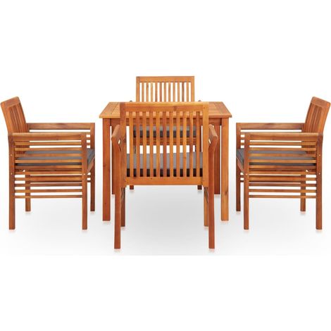Maison Exclusive - Ensemble à manger d'extérieur 5 pcs et coussins Acacia solide (1/5)