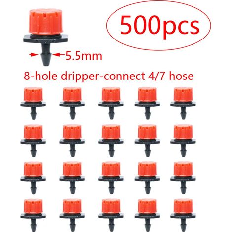 (500 pièces) Buse d'irrigation de jardin 4/7 mm, goutteur réglable, arroseur, système d'irrigation goutte à goutte pour plantes en pot (1/5)