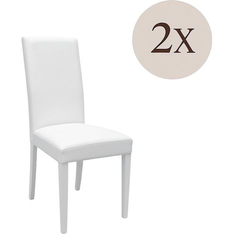 Set di Sedie Ferraris, 2 Sedie, Imbottito, Effetto Laccato, Bianco