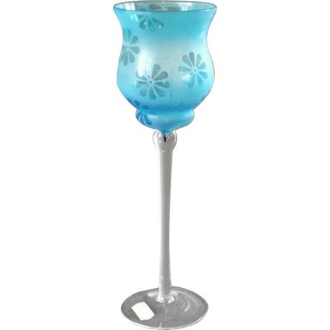 Hoher blauer Kerzenständer