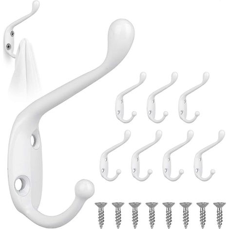 Ensemble de 8 crochets muraux, style vintage, avec vis, blanc (1/5)
