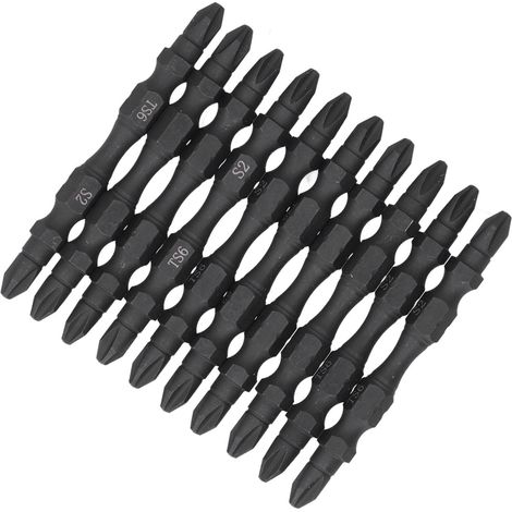 Kit de 10 embouts de tournevis magnétiques doubles PH2, tige hexagonale 1/4", petite tête (1/5)