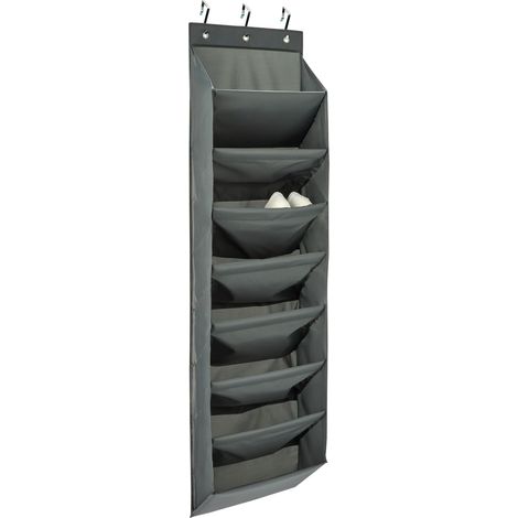 Organiseur à chaussures à poser sur une porte, 8 niveaux, grand format, anthracite (1/5)