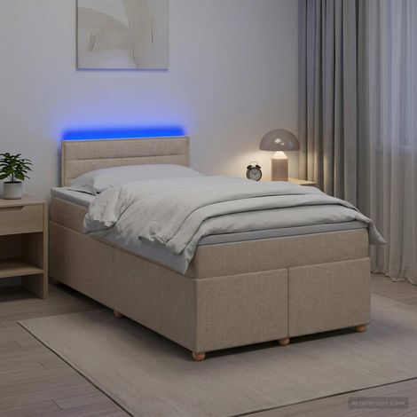 vidaXL Cama box spring con colchón Crema 120 x 200 cm Tela (1/5)