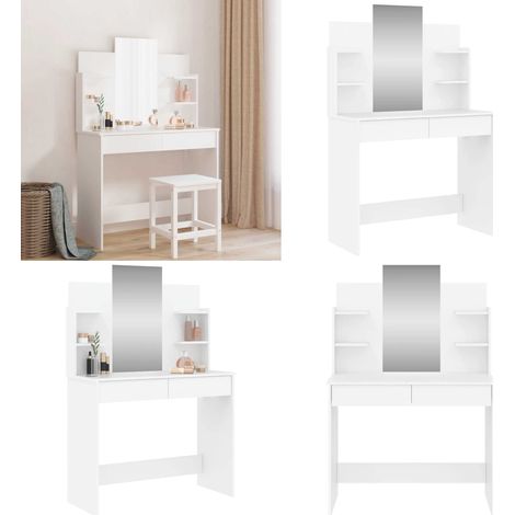 Coiffeuse avec miroir blanc 96x39x142 cm - Coiffeuse - Meuble Salle De Bain - Vanity - Table De Maquillage - Miroir - Home & Living (1/5)