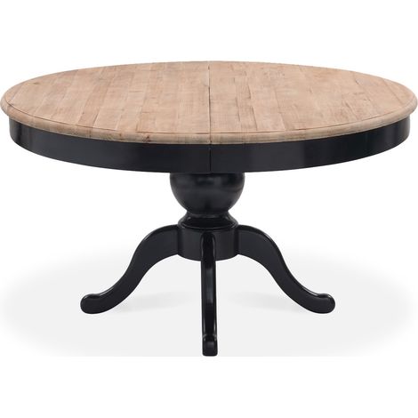 Table ronde extensible en bois massif SIDONIE Noir