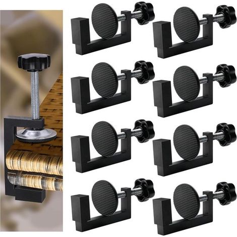 8 clips réglables pour mobilier de jardin - fixations pour mobilier de jardin en rotin - fixations pour chaises de jardin en rotin - fixations pour canapés d'angle et bancs - Noir (1/5)
