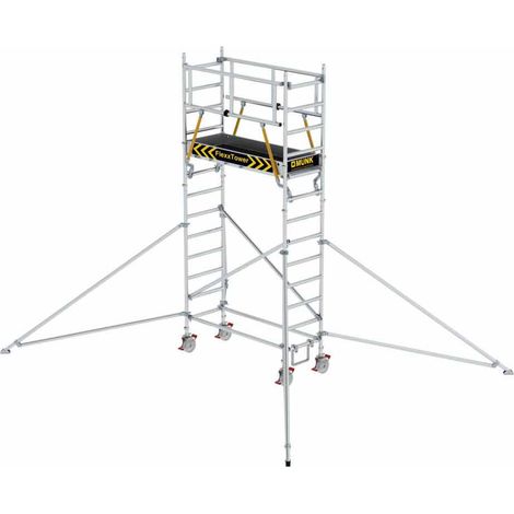 MUNK Rollgerüst FlexxTower SGX ergo mit klappbaren Dreieckauslegern und Schwenkfuß Plattformgröße 1,80x0,60m Arbeitshöhe 5,07m