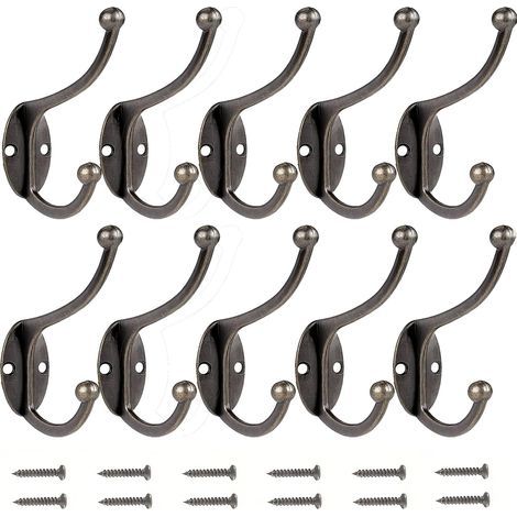 10 Pcs Rétro Crochet Patère Porte Manteau Mural Vintage Crochet de Porte Métal pour Salle de Bain Cuisine Chambre Entrée (Copper)