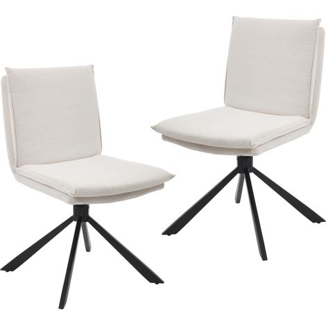 Esszimmerstühle 2er Set Chenille Küchenstühle 360° Drehbar für Esszimmer Armlose Akzentstühle Essstühle mit Metallbeinen für Wohnzimmer (Weiß-2) Wahson (1/5)