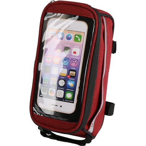 Sacoche de guidon vélo avec fermeture Velcro pour téléphone, étui de cadre avant (Rouge) (1/5)