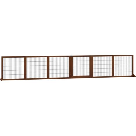 Puerta plegable para perros de madera de pino y acero 432 x 36 x 70 cm color café MODENUIT (1/5)