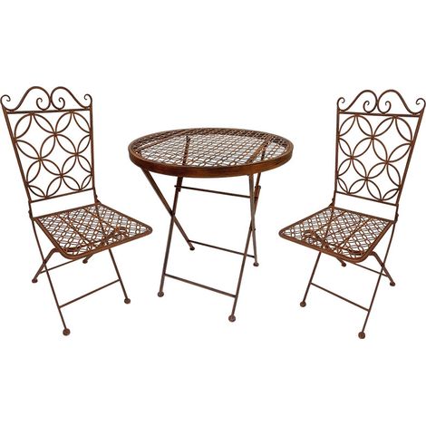 Ensemble table et 2 chaises en fer pliantes