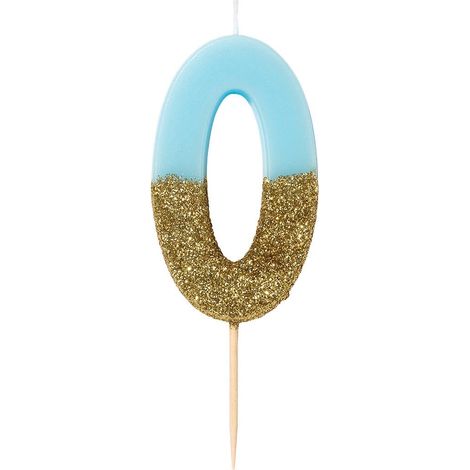 Bougie Anniversaire  Bougies Gâteau Anniversaire  Bougies Anniversaire  Bougie Bleue  Bougie Chiffre 3  Topper Gâteau Anniversaire  Paillettes Or et Bleu (1/2)