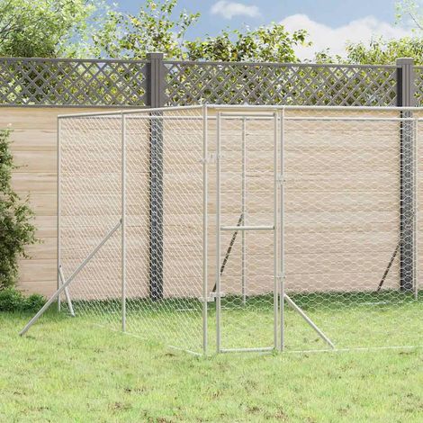 Outdoor-Hundezwinger Silbern 8x8x2 m Verzinkter Stahl