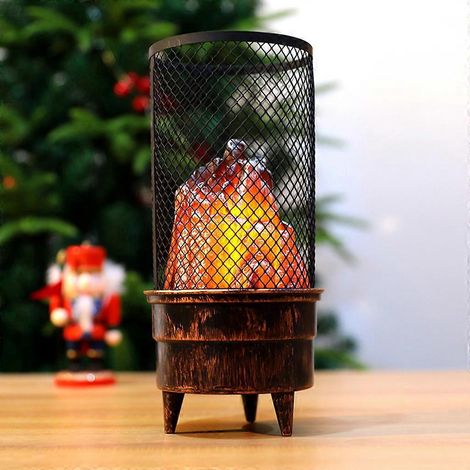 Lampe de table décorative à flamme, lampe brasero simulée, brasero LED en maille, modélisation lumineuse, ornements, accessoires de scène (1/4)