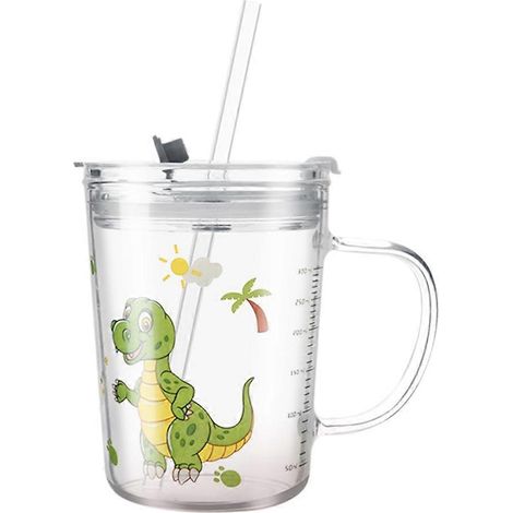Messbecher mit Strohhalm, Muttermilchbehälter, Kindermilchbecher (300 ml)-11.5x8.5cm-Green (1/4)