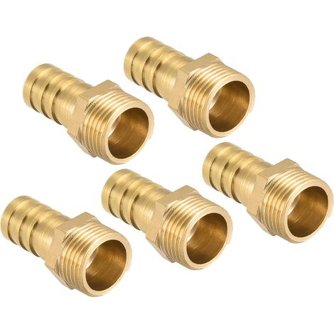 12mm Barbelé à G3/8 Filet Mâle Tuyau Droit Laiton Or 5Pcs (1/5)