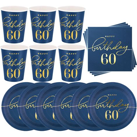 Service pour un 60e anniversaire : assiettes, tasses, serviettes (1/5)