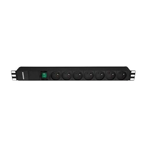 bandeau 19 pouces - 7 prises ute - avec interrupteur bipolaire lumineux - gigamédia b7piab
