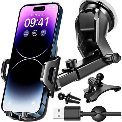 Support de téléphone de voiture 3 en 1 Alogy pour pare-brise, calandre, tableau de bord, habitacle + organiseur (1/5)