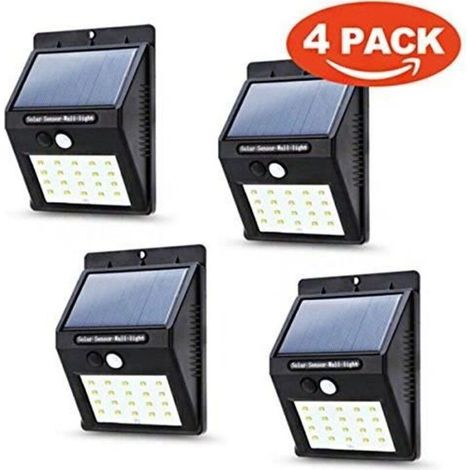 Lampe Solaire Extérieur - ONEVER - 20 LED avec Détecteur de Mouvement - Noir (1/5)