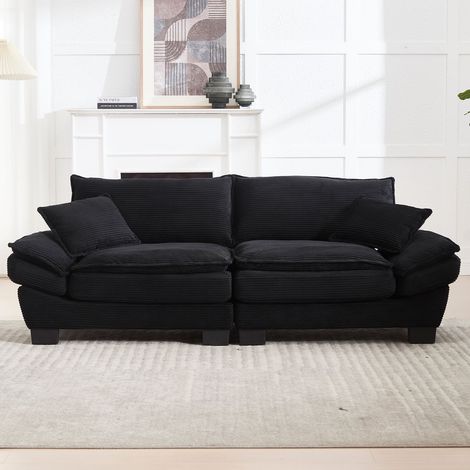 Canapé 2 places noir moderne et simple, assise moelleuse type cloud, confortable salon chambre bureau (1/5)