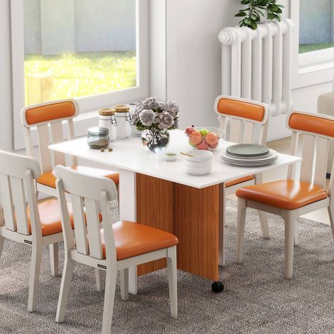 Table extensible pliante 110x80x75 cm blanc, roulettes, gain de place cuisinesalon (1/5)