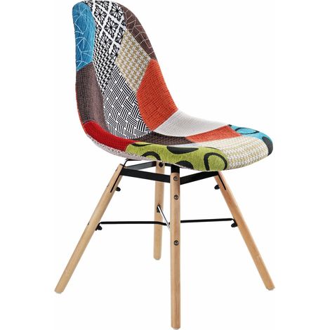 Sedia stile Patchwork con gambe in legno e seduta rivestita, con schienale ergonomico, ideale per casa , ufficio, bar e sale d'attesa modello Bonnie Patchwork - 1 Pezzi