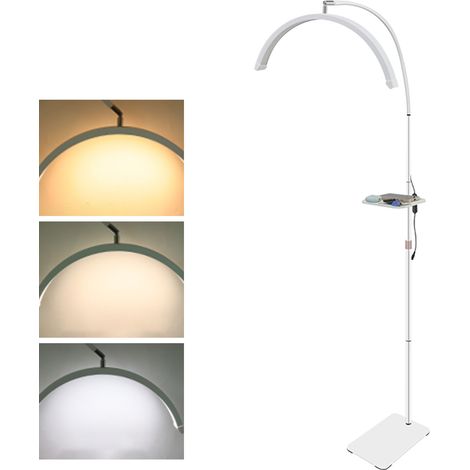 TONYSA Lampe LED en forme de demi-lune, lampe pour extensions de cils, lampe sur pied 36 W avec tête réglable à 360°, 3 200 K-5 600 K pour tatoueurs, maquilleurs, instituts de beauté et soins de la pe (1/5)