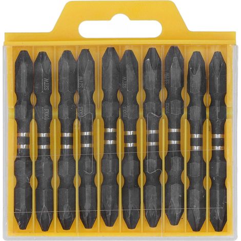 Kit de 10 embouts de tournevis magnétiques doubles PH2, tige hexagonale 1/4 po, grande tête (1/5)