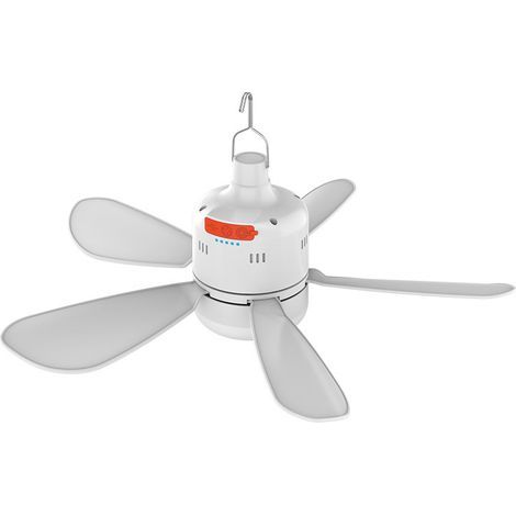 Portable ceiling fan with remote control and integrated lighting, suitable for outdoor use. (1/5)