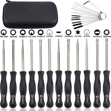 Set de 12 Outils de Réglage de Carburateur Réglage Trononneuse Tournevis Reglage Carburateur Tronconneuse 2 Temps Tournevis Pacman/Single D pour Poulan Husq STHIL Echo Débroussailleuse (1/5)