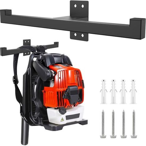 Supporto per soffiatore a zaino, supporto da parete in metallo per soffiatori per foglie, supporto per irrigatori, scaffale multifunzionale per motoseghe e tagliasiepi (1/5)