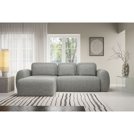 Ecksofa Schlafsofa Sofa GASTON in Stoff Puente Grau Ottomane Links (1/5)