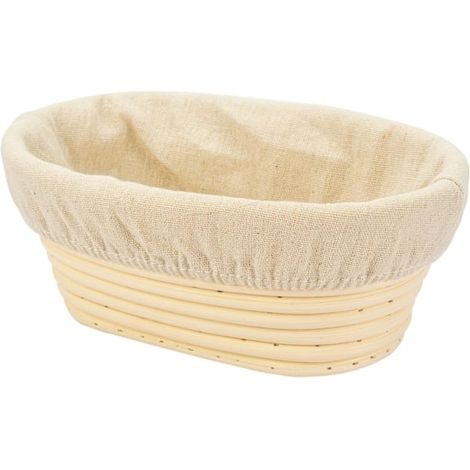 Panier Banneton pour pain artisanal, en rotin, 21 cm (8 pouces), forme ovale, avec doublure en lin.-AquaForge (1/5)