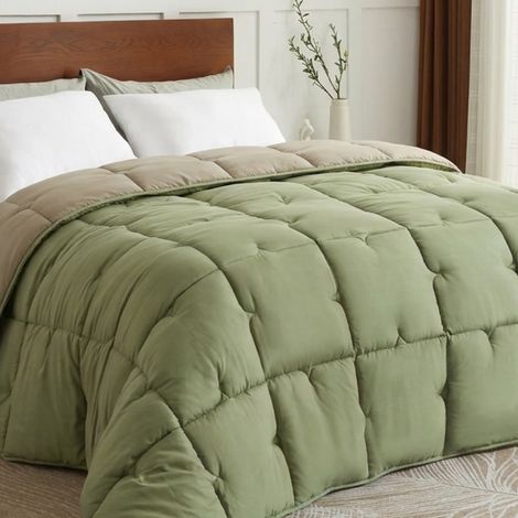 CASABEL Couette Très Chaude 2 personnes, 200x200cm, Vert Sauge et