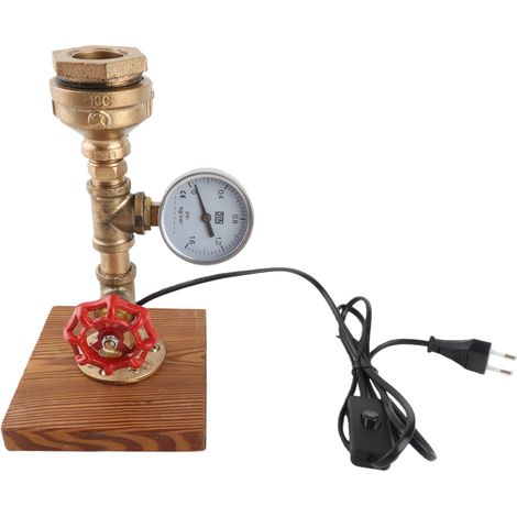Lampe de bureau rétro style industriel en acier malléable et pin carbonisé, lampe de table décorative pour café (ampoules non incluses) (1/5)