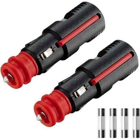 Allume-Cigares Fiche,12mm Hella (DIN) et 21mm US Prises,avec Fusible 12V/24V Adaptateur Câble d'extension (2PCS) (1/2)