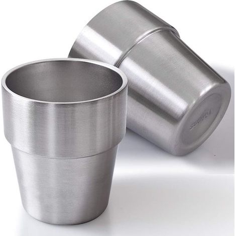 SPHProducts – Edelstahlbecher – Doppelwandig – Unzerbrechlich – Silber – Wiederverwendbare Trinkbecher – Geeignet für Grillabende und Büro – 2 Stück (1/5)