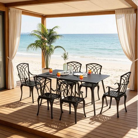 Tavolo da giardino in acciaio grigio 150 x 80 x 74 cm (1/5)