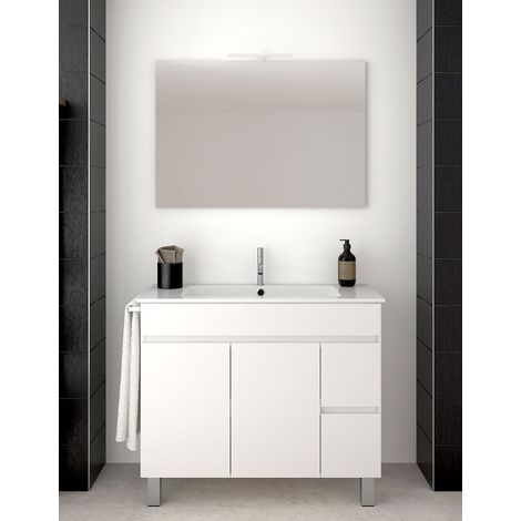 Conjunto de Baño Isquia 2 cajones y dos puertas - 7 colores distintos -15 medidas - incluye mueble, lavabo y espejo - Blanco 80 x 45 cm (1/3)